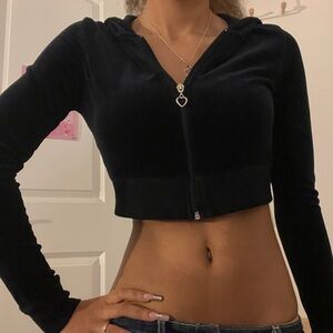 Black Velvet Women's Cropped Hoodie